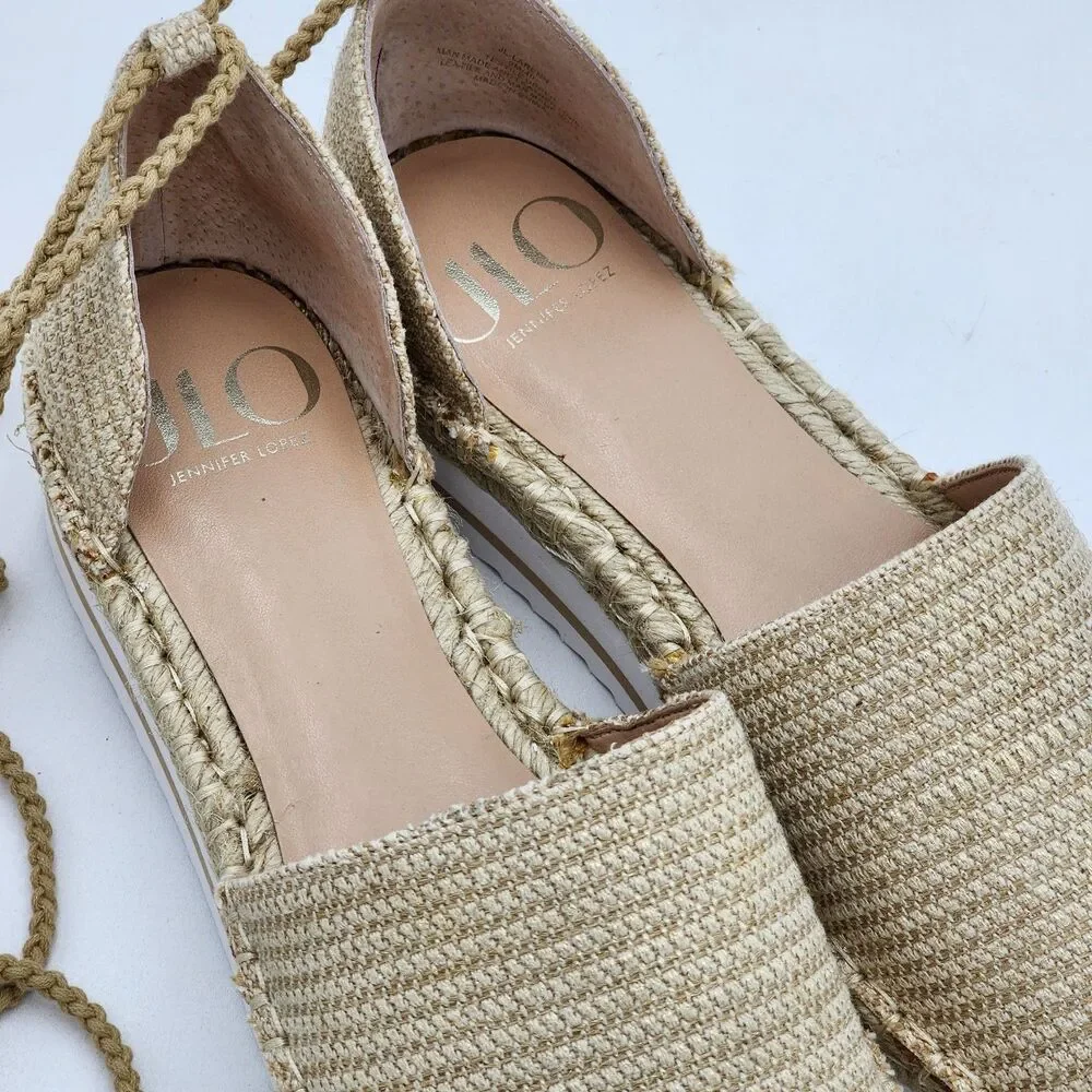 JLO Jennifer Lopez Larenn Espadrille Platform Flatform Tie Up Sandal Size 9 BNIB